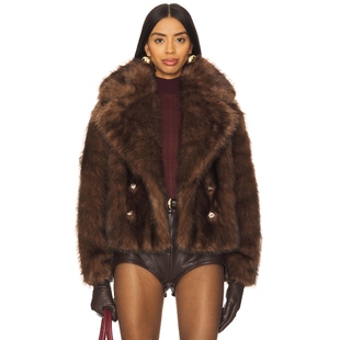CORNELIA FAUX 巧克力色 Landau 老 大衣 THE 中短款 Adrienne FUR