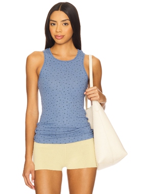 [店铺主推]Free People灰蓝色针织背心吊带小碎花修身上衣REVOLVE