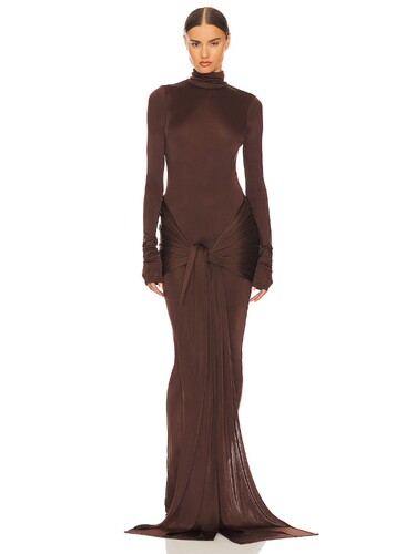 Helsa JERSEY SARONG MAXI 裙子 revolve小众新款 巧克力色