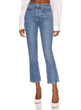 GRLFRND KAROLINA 高腰紧身七分裤微喇叭牛仔裤revolve时尚新款