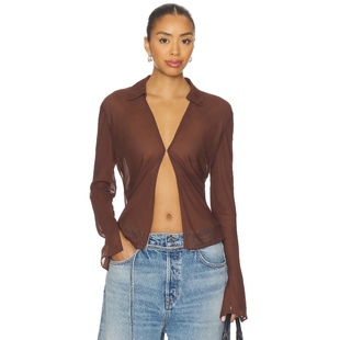 冬季 薄纱打底衬衫 新品 SERENA 棕色上衣性感风REVOLVE EAVES