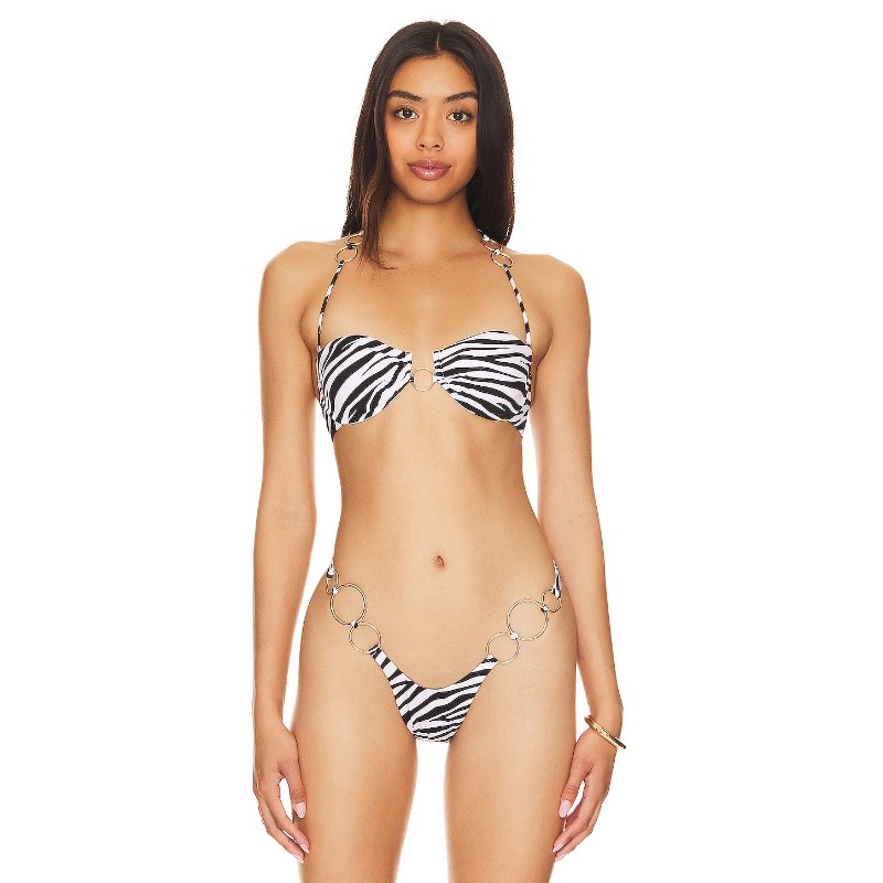 monica hansen beachwear wild stripes 钢圈比基尼上装revolve时