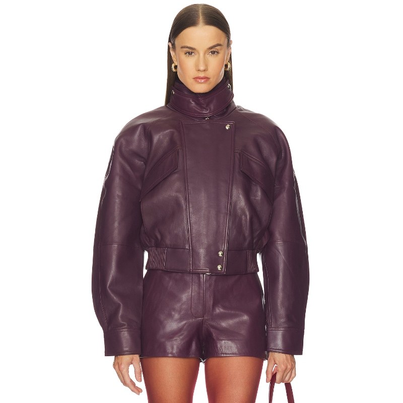 retrofete LYKKE 皮夹克 紫色 运动复古风REVOLVE小众新款