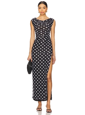 MORE TO COME 裙子黑色REVOLVE小众新款波点长款连衣裙