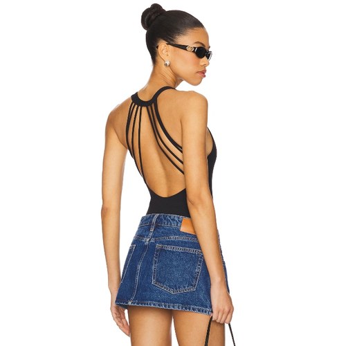 Free People黑色紧身服挂脖绑带露背辣妹风早秋新品REVOLVE
