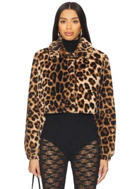 [冬季新品]superdown 夹克棕色豹纹美式短外套REVOLVE设计感外套