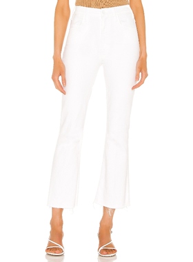 [春季新品]MOTHER HUSTLER简约风白色微喇长裤REVOLVE