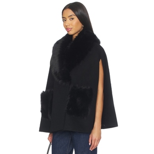 Faux Chana Fur Cape 黑色REVOLVE小众新款 AGENCE