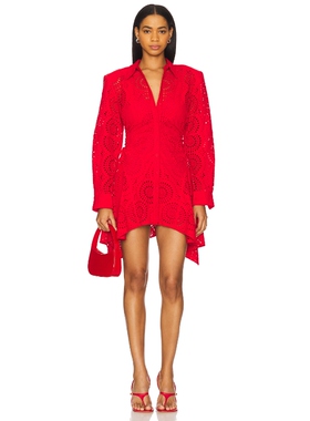 AKNVAS Deena Eyelet Button Down Dress 红色REVOLVE小众新款