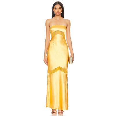 Runaway The Label 长裙缎布配蕾丝抹胸连衣裙REVOLVE小众新款