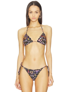 Agua Bendita LOLITA MBAR 三角形比基尼文胸上装 黑色 y2k辣妹风