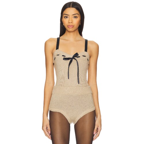 For Love & Lemons 爱柠檬 针织吊带上衣棕黄色复古内搭REVOLVE