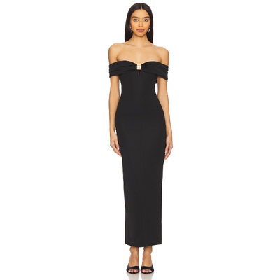 superdown 黑色一字肩连衣裙美式性感修身礼服裙REVOLVE小众新款