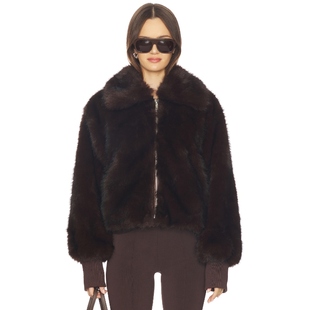 FUR BOMBER 夹克 BY.DYLN 美式 FAUX 巧克力色 休闲风REVOLV REESE