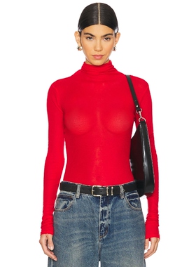 American Vintage 圆翻领 红色长袖上衣REVOLVE小众新款