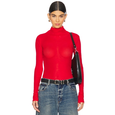 American Vintage 圆翻领 红色长袖上衣REVOLVE小众新款