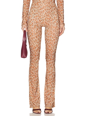 [春季新品] KNWLS 橙色花朵图案微喇裤打底长裤REVOLVE小众设计款