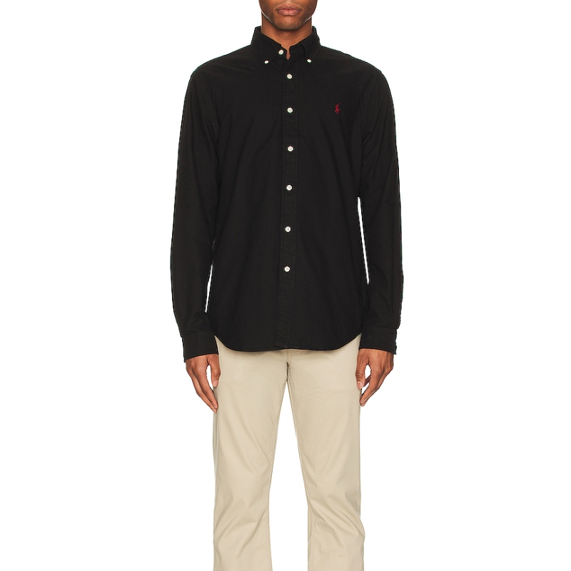 Polo Ralph Lauren 衬衫老钱风小马标刺绣单排扣长袖上衣REVOLVE