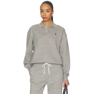 Polo Ralph Lauren早秋新品灰色卫衣翻领纽扣刺绣休闲REVOLVE