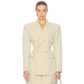 外套静奢风REVOLVE小众新款 Helsa 收腰夹克米色简约正肩廓形西装