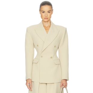 Helsa 收腰夹克米色简约正肩廓形西装外套静奢风REVOLVE小众新款