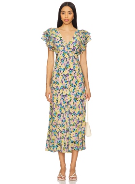 ASTR the Label DRESS 薄纱长裙 黄色REVOLVE小众新款