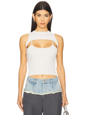 PRIVATE POLICY Mesh Harness Tank Top 淡灰色 y2k辣妹风REVOLVE