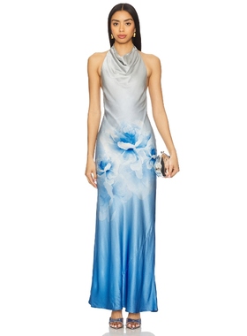 Auteur LYLA 挂脖露背性感连衣裙蓝色REVOLVE