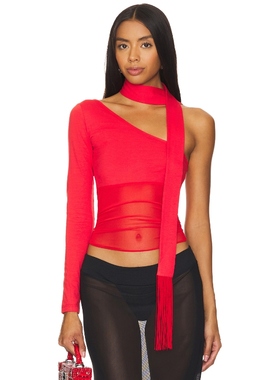 [冬季内搭]NIIHAI Asymmetric Neck Tie Top 红色辣妹风REVOLVE