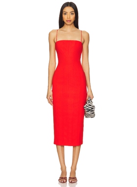 MISHA IRISA 中长款连衣裙女 橘红色REVOLVE小众新款