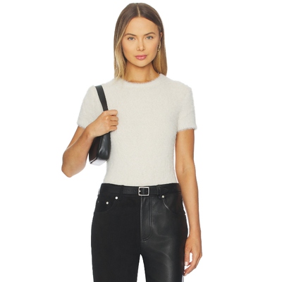 [春季新品]Helmut Lang Crop Eyelash Tee 象牙白REVOLVE小众新款