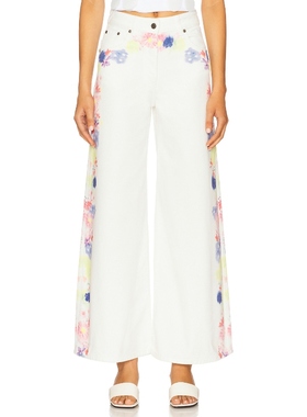 [冬季新品]MSGM Printed Wide Leg Pants 白色 美式休闲风REVOLVE