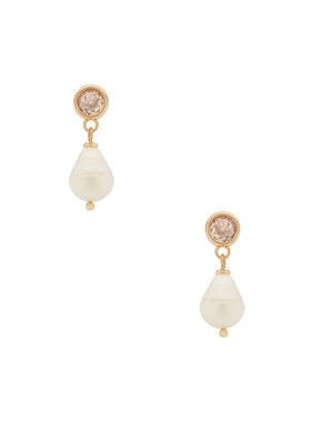 Ettika SIMPLE PEARL DROP STUDS 垂褶耳饰 象牙白REVOLVE小众新