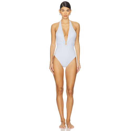 PQ PLUNGE DETAIL ONE PIECE 深设计连体衣 浅蓝revolve小众新款