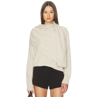 Neck Crew Top 奶油色 Vince y2k辣妹风REVOLVE小众新款 Draped