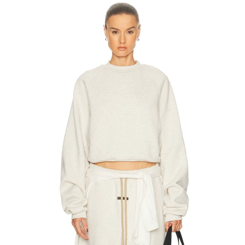 Fear of God ESSENTIALS美式复古基础套头宽松卫衣上衣白REVOLVE
