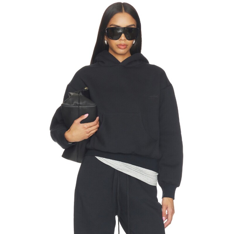Fear of God ESSENTIALS 美式复古做旧黑色连帽套头卫衣 REVOLVE