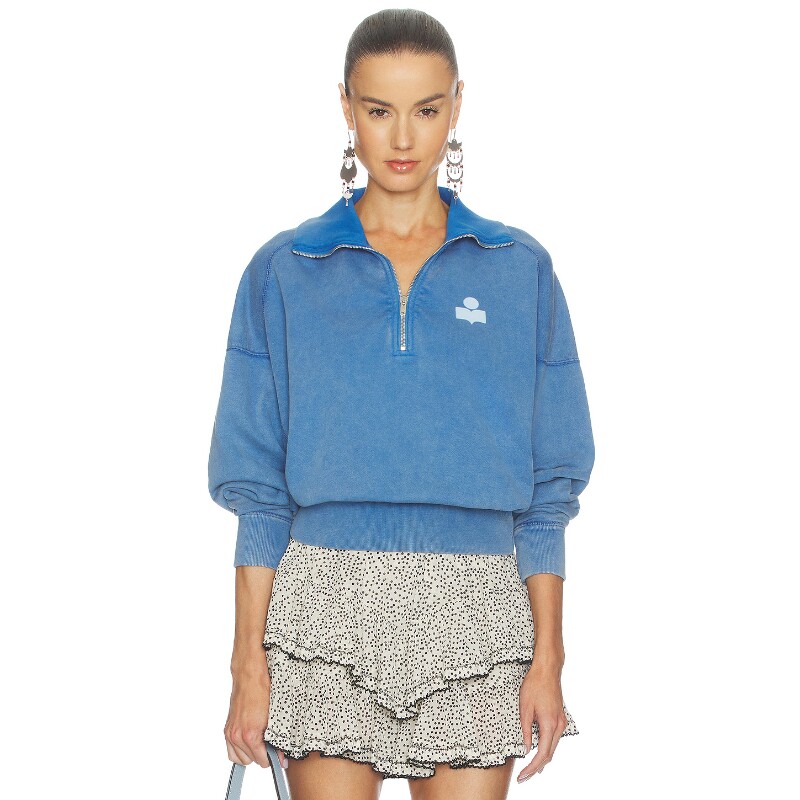 Isabel Marant Etoile蓝色早秋卫衣半拉链复古风REVOLVE