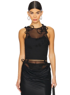 MARRKNULL VINE FLOWERS 背心上装 黑色 y2k辣妹风REVOLVE小众新