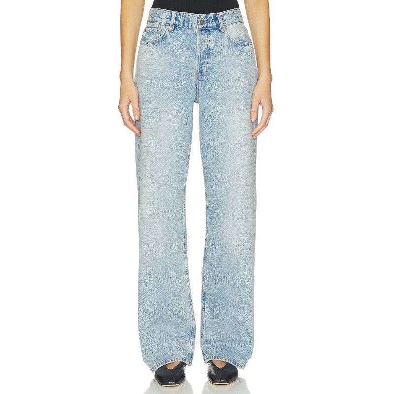 AG Jeans浅蓝裤装纽扣牛仔通勤风早秋新品高腰牛仔裤REVOLVE