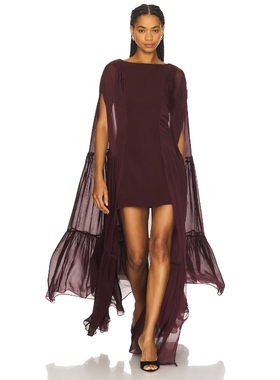 LA FUORI Coralia Gathered Cape Dress 酒 REVOLVE小众新款