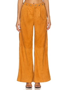 Understated Leather DOME STUDDED 长裤 revolve小众新款 棕色