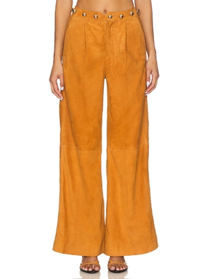 Understated Leather DOME STUDDED 长裤 revolve小众新款 棕色