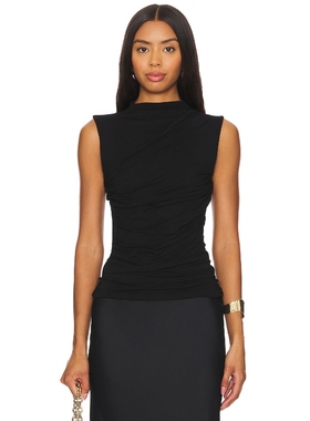 Enza Costa Sleeveless Twist Top 黑色REVOLVE小众新款