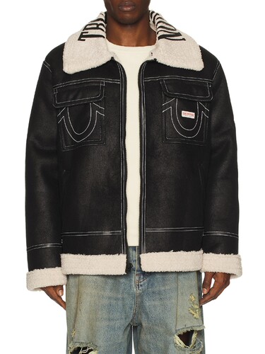 True Religion 人造革夹克 revolve小众新款