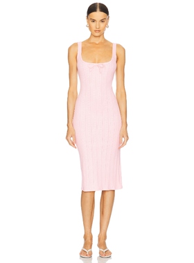 [春季新品]LOBA 裙子粉色低领蝴蝶结装饰吊带裙 REVOLVE小众