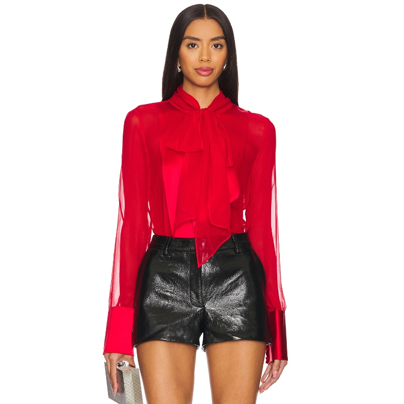 retrofete SURI 丝质衬衫 红色REVOLVE小众新款