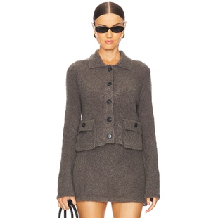 春季 羊毛衫 新品 Bridge复古灰色针织开衫 REVOLVE保暖 Bec