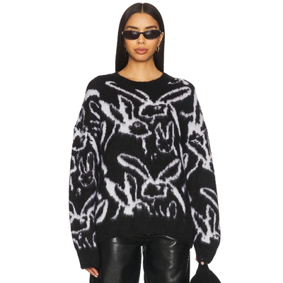 MSGM SKETCHED BUNNIES 毛衣 黑色REVOLVE小众新款春季