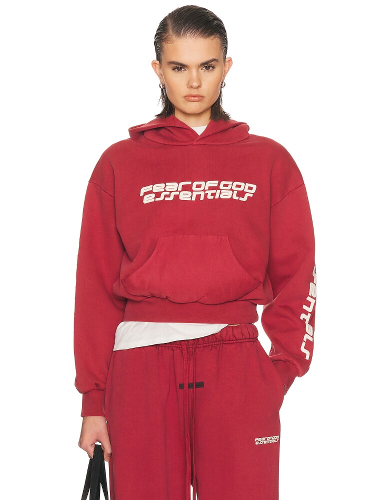 Fear of God ESSENTIALS 连帽衫 revolve小众新款 红色